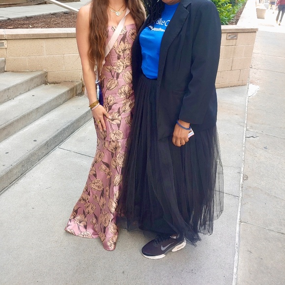 Lulus Gowning Around Mauve Floral Jacquard Strapless Maxi Dress Purple - Size S - Picture 8 of 8